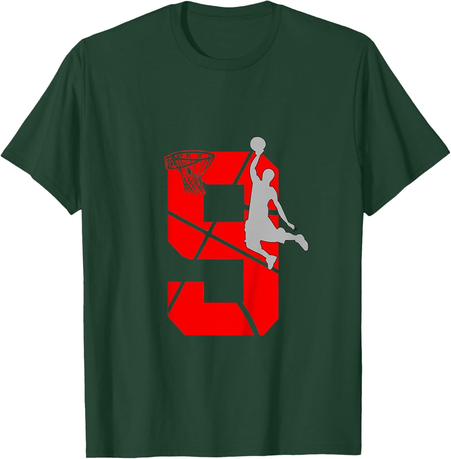 9 Year Old 9th Basketball Birthday PartyTheme Boys Girls T-Shirt - T-Shirt | Forest