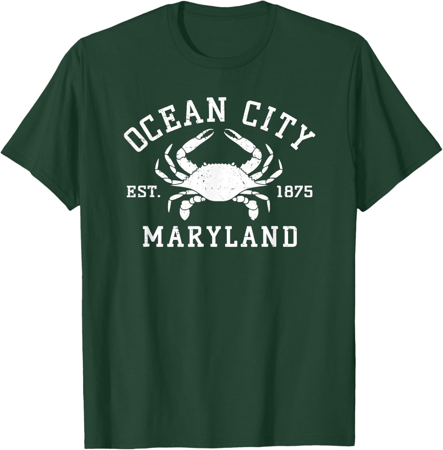 Ocean City Maryland Crab Souvenir Retro Throwback Men Women T-Shirt - T-Shirt | Forest
