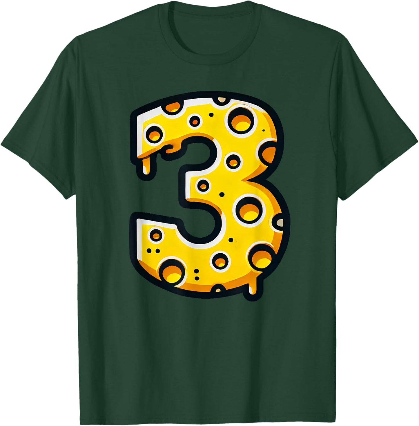 Happy 3rd Birthday Cheese 3 Years Old Number Boys Girls Kids T-Shirt - T-Shirt | Forest