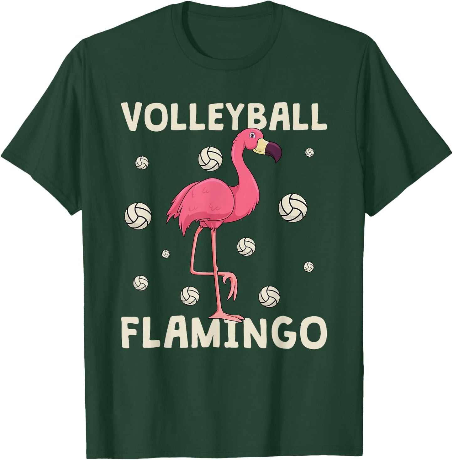 Pink Flamingo Volleyball Funny Beach Vball Girls T-Shirt - T-Shirt | Forest