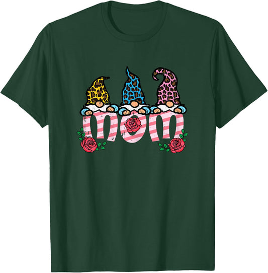 Mothers Day Gnomes Mom Cute Mama Mommy Floral Garden Women T-Shirt - T-Shirt | Forest