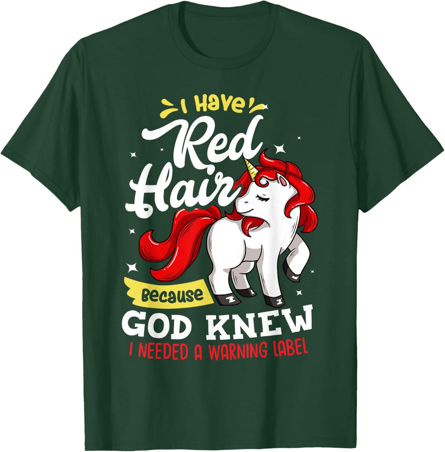 Red Hair Warning Label Gift Funny Redhead T-Shirt - T-Shirt | Forest
