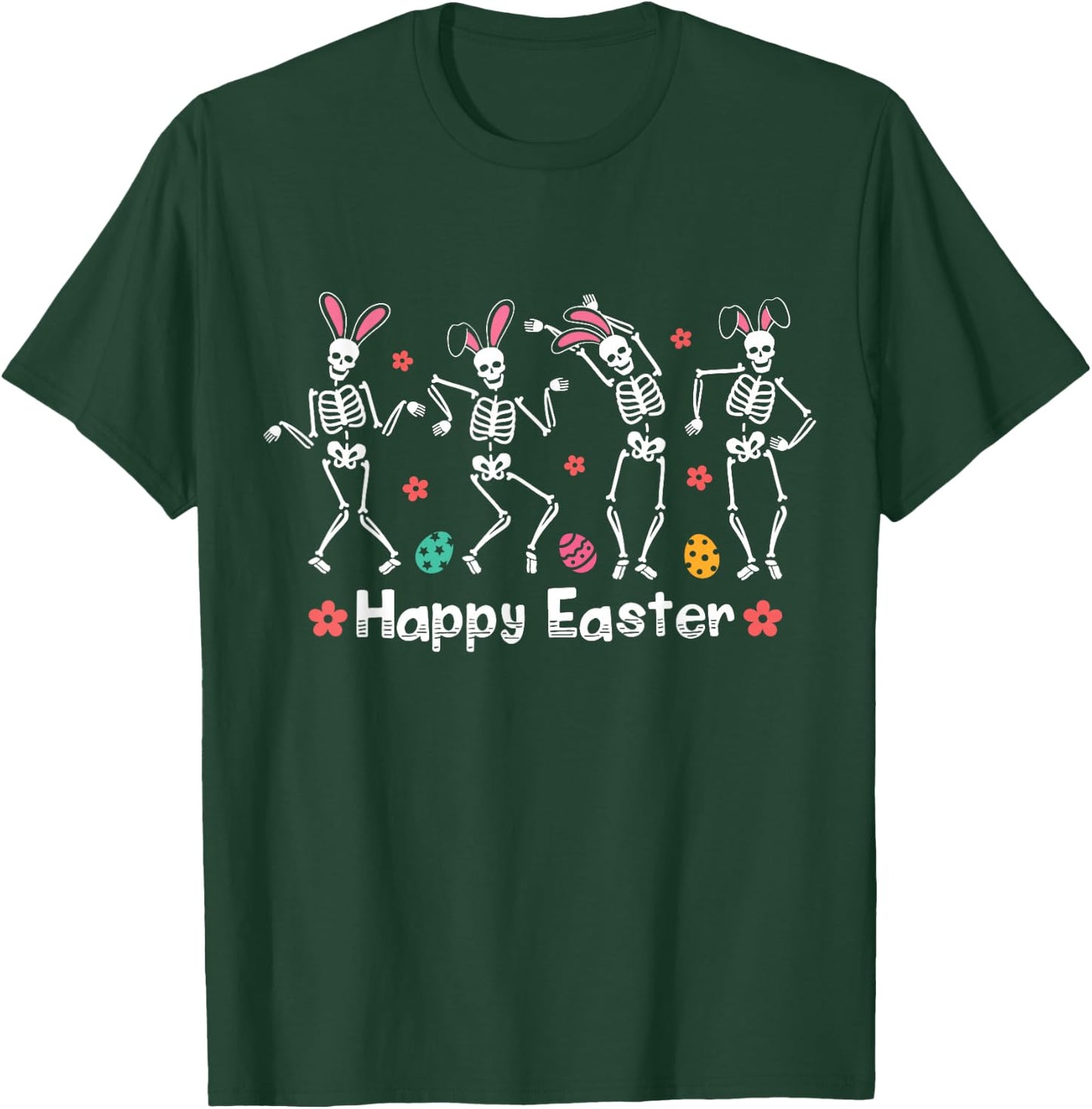 Happy Easter Funny Bunny Dancing Skeletons Easter Egg Rabbit T-Shirt - T-Shirt | Forest