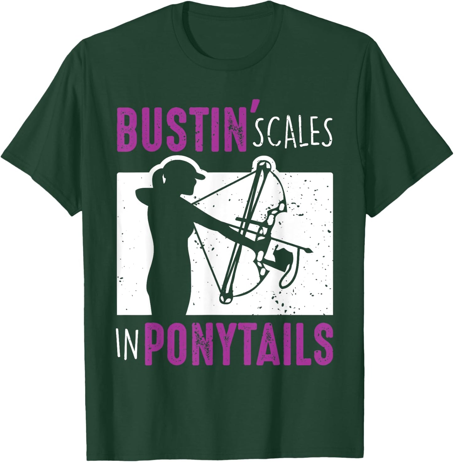 Bow Fish Archery Woman Fishing Girl T-Shirt - T-Shirt | Forest