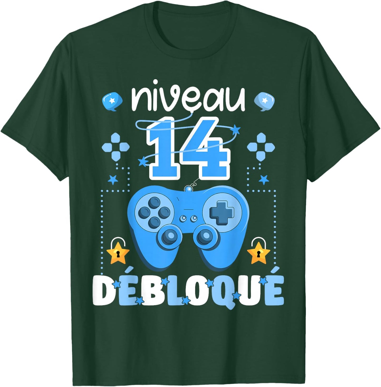 Level 14 Unlocked Gaming Teen Geek Birthday 14 Years Gamer , Black, S T-Shirt - T-Shirt | Forest
