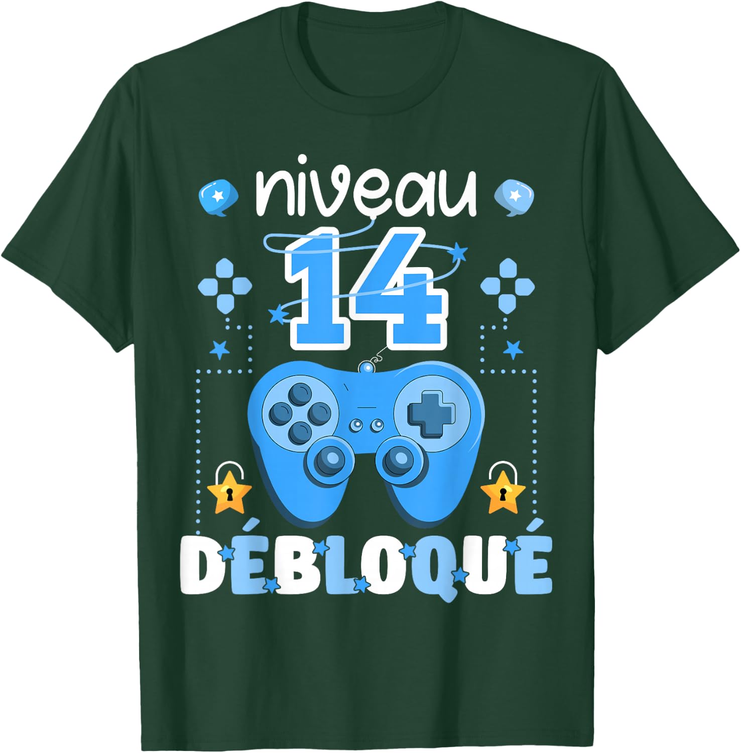 Level 14 Unlocked Gaming Teen Geek Birthday 14 Years Gamer , Black, S T-Shirt - T-Shirt | Forest