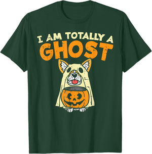 Welsh Corgi Totally Ghost Funny Halloween Costume Dog Owner T-Shirt - T-Shirt | Forest