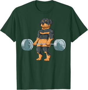 Weightlifting Rottweiler Dog Deadlifting Rottweiler Dog Gym Men Women Kids T-Shirt - T-Shirt | Forest