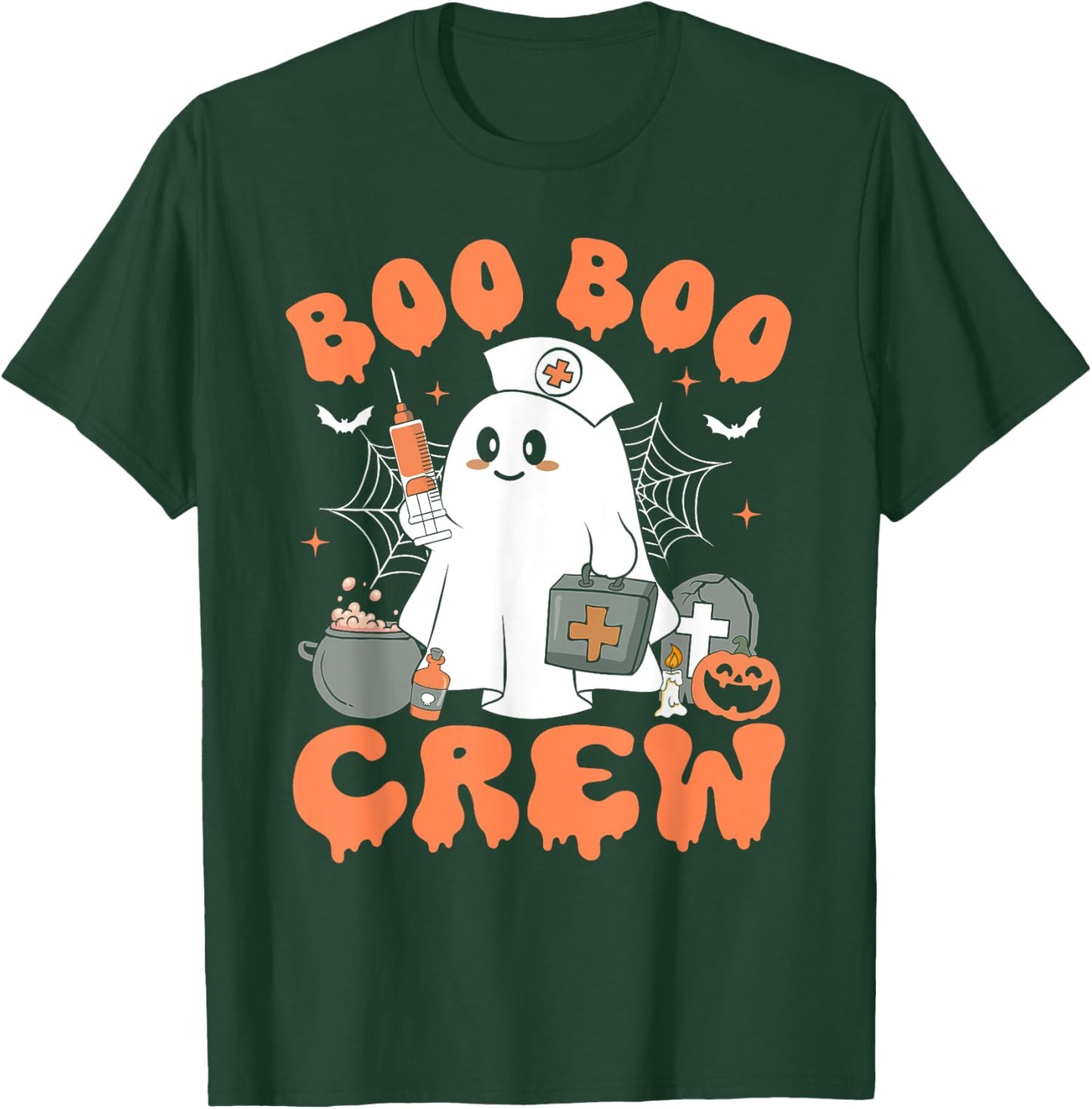 Boo Boo Crew Nurse Shirt Women Cute Ghost Halloween Nursing T-Shirt - T-Shirt | Forest