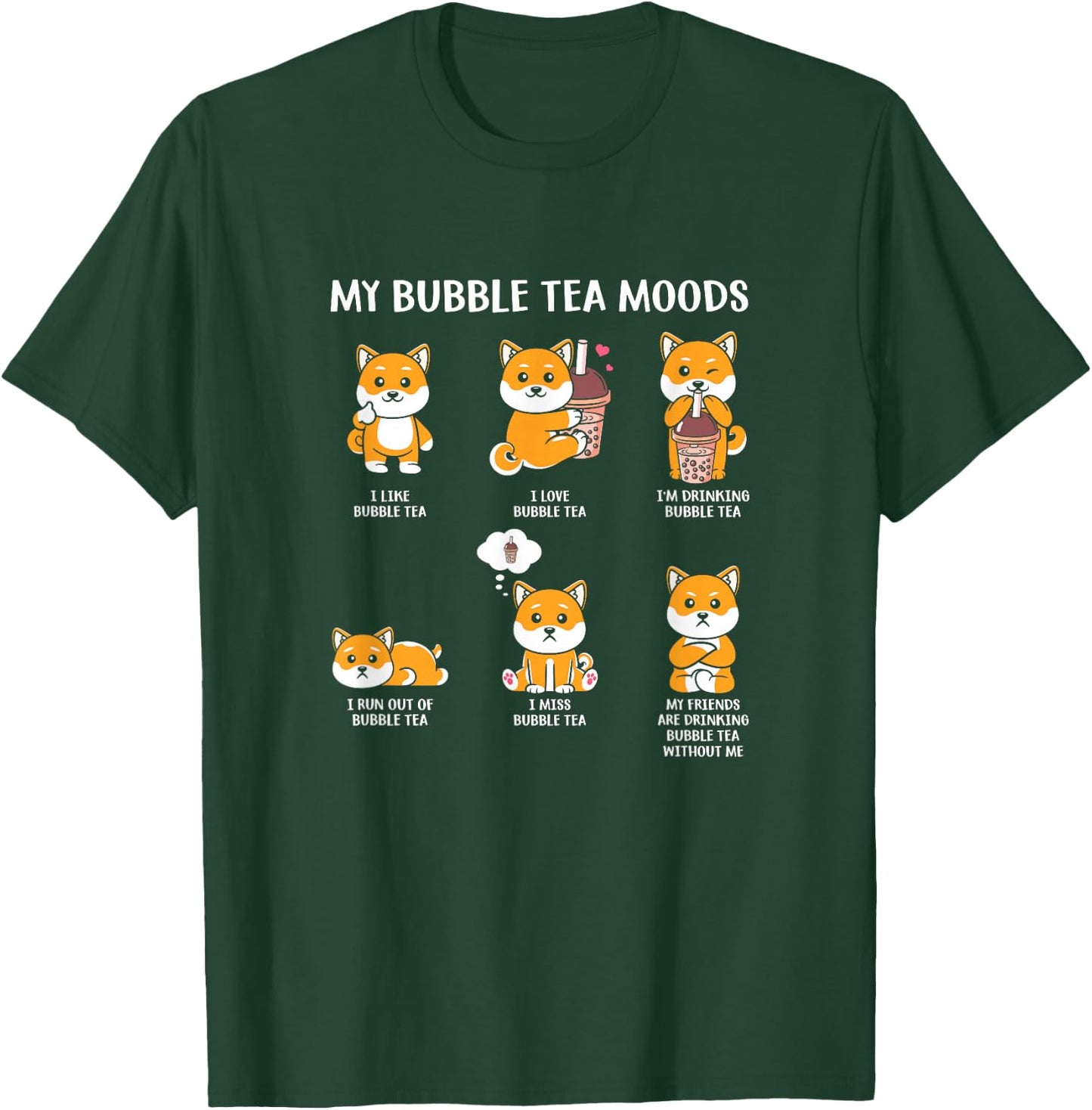 My Bubble Tea Moods Boba Bubble Tea Cup Anime Style T-Shirt - T-Shirt | Forest