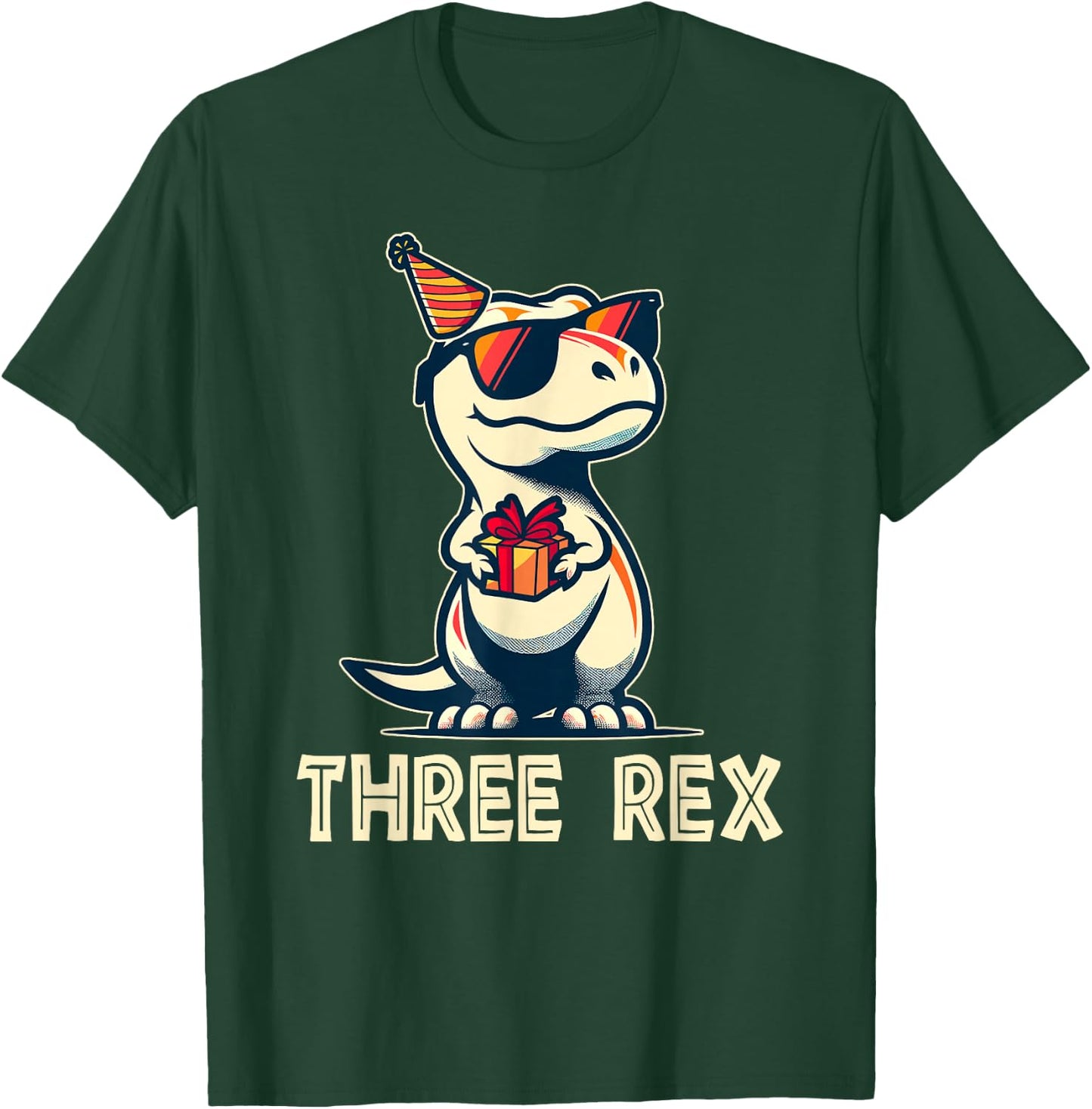 3 Rex Dinosaur 3rd Birthday Boy Girl Three Rex Birthday T-Shirt - T-Shirt | Forest