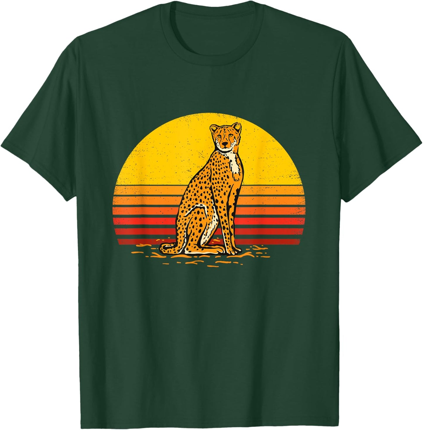 Retro Sunset Cheetah Lover Zookeeper Zoologist Zoo Animal T-Shirt - T-Shirt | Forest