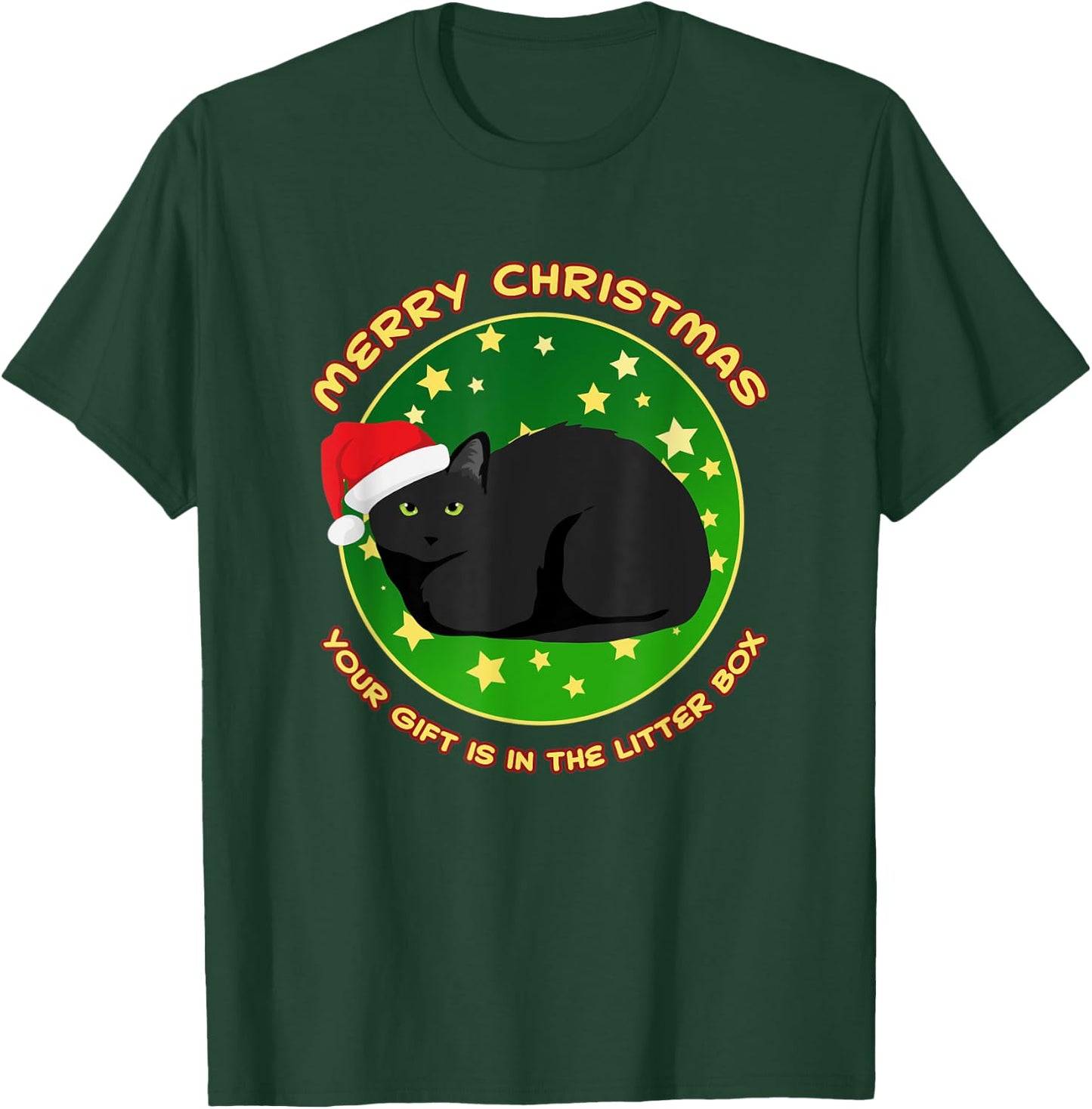 Merry Christmas Your Present is in the Litter Box Cat Xmas Women T-Shirt - T-Shirt | Forest