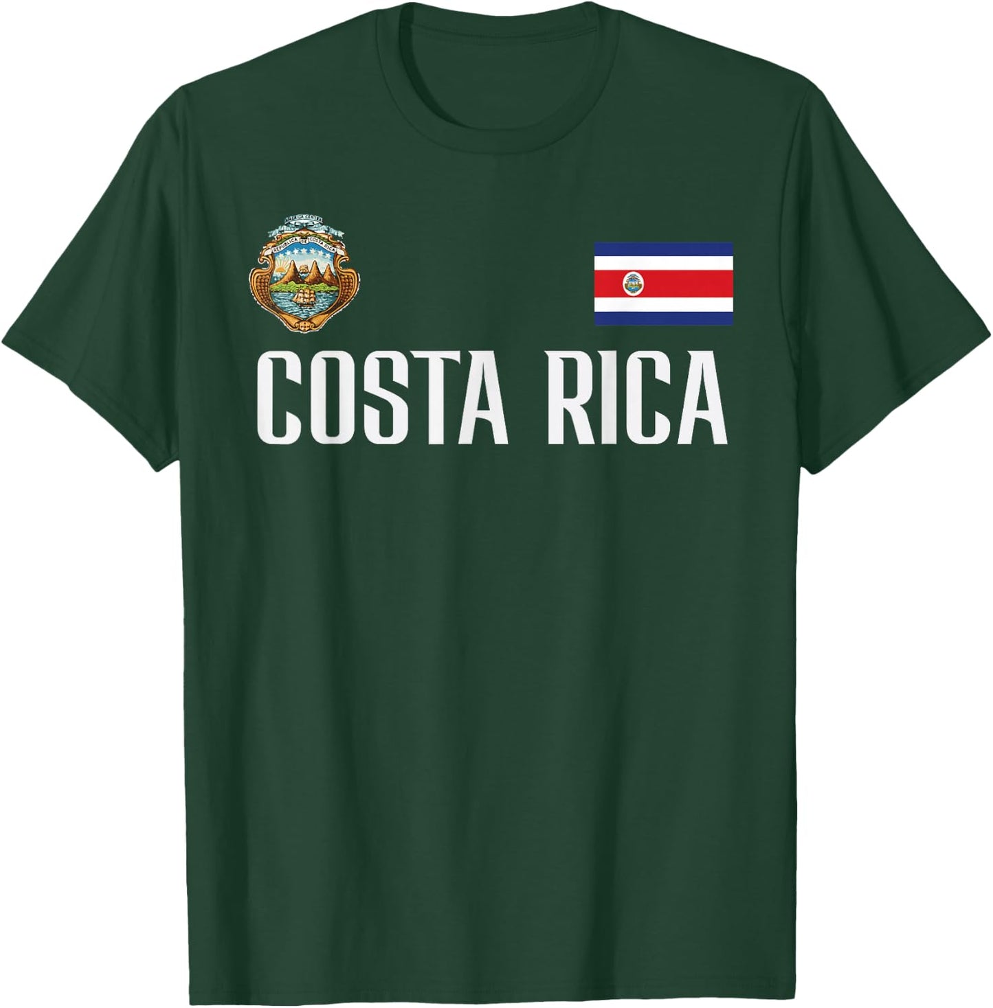 Costa Rica Flag Football Soccer Fan Men Women Kids T-Shirt - T-Shirt | Forest