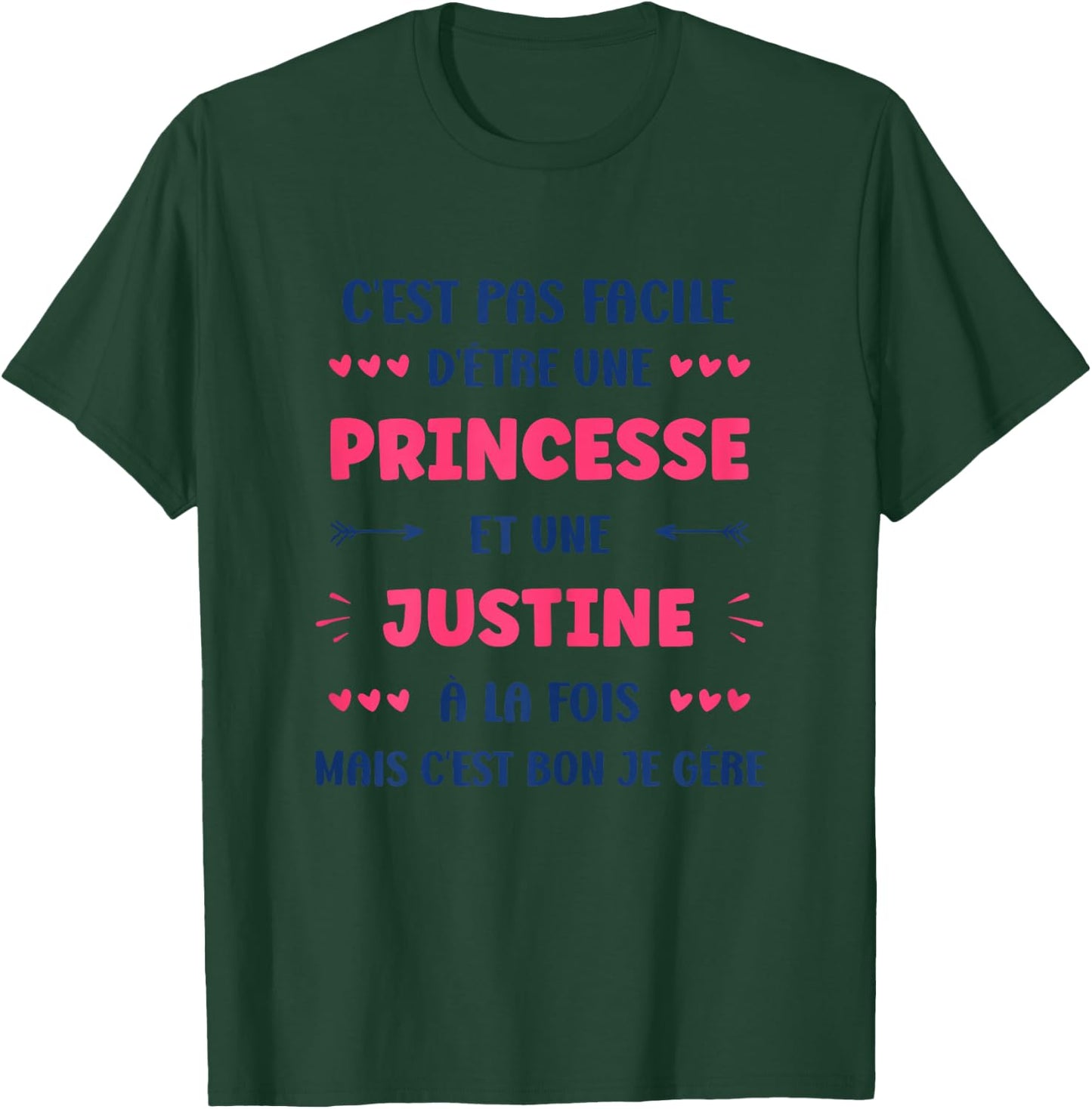 Princess Super Justine Girl Name Humour Justine , white, Female X-Small T-Shirt - T-Shirt | Forest