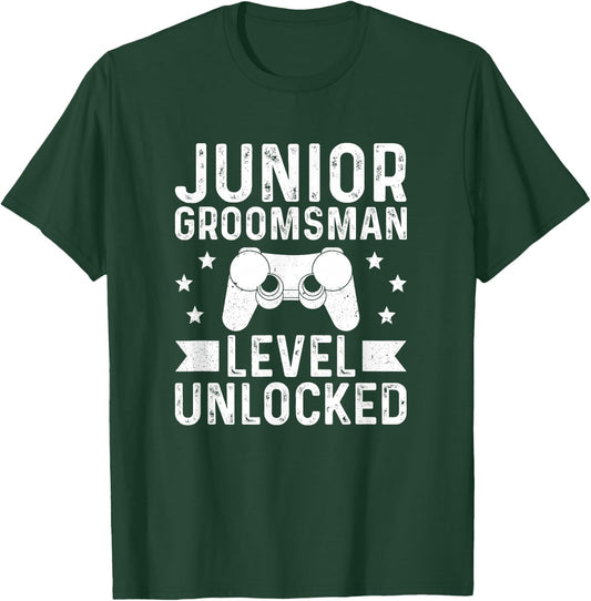 Junior Groomsman Level Unlocked Wedding Junior Groomsmen T-Shirt - T-Shirt | Forest