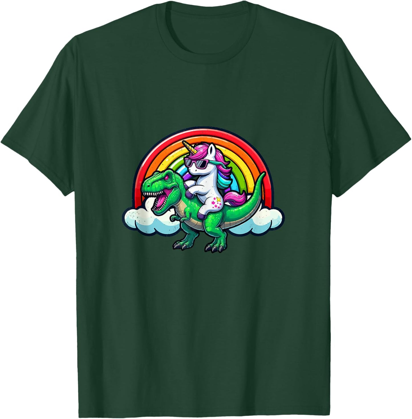 Unicorn Riding T-Rexx LGBT-Q Rainbow Flag Gay Pride Month T-Shirt - T-Shirt | Forest