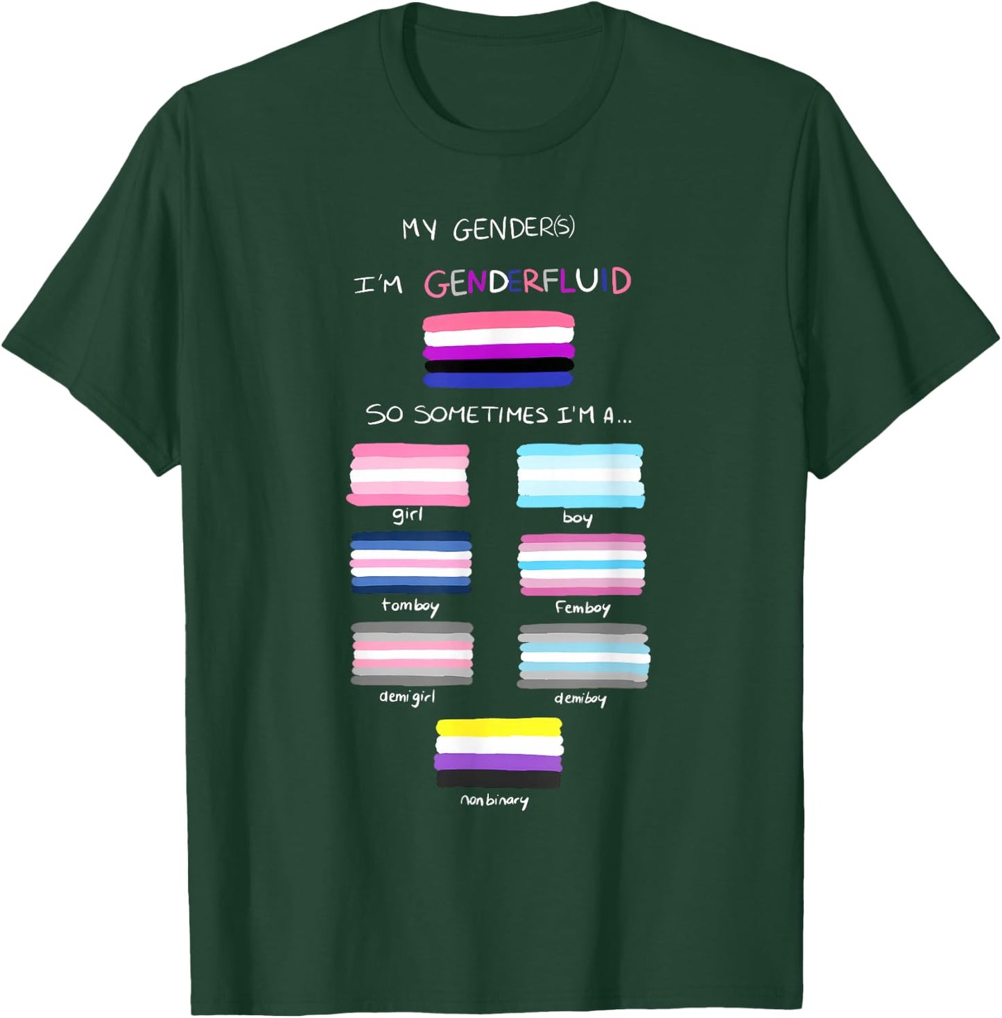 Genderfluid LGBTQ LGBT Lesbian Gay Bisexual Trans Pride T-Shirt - T-Shirt | Forest