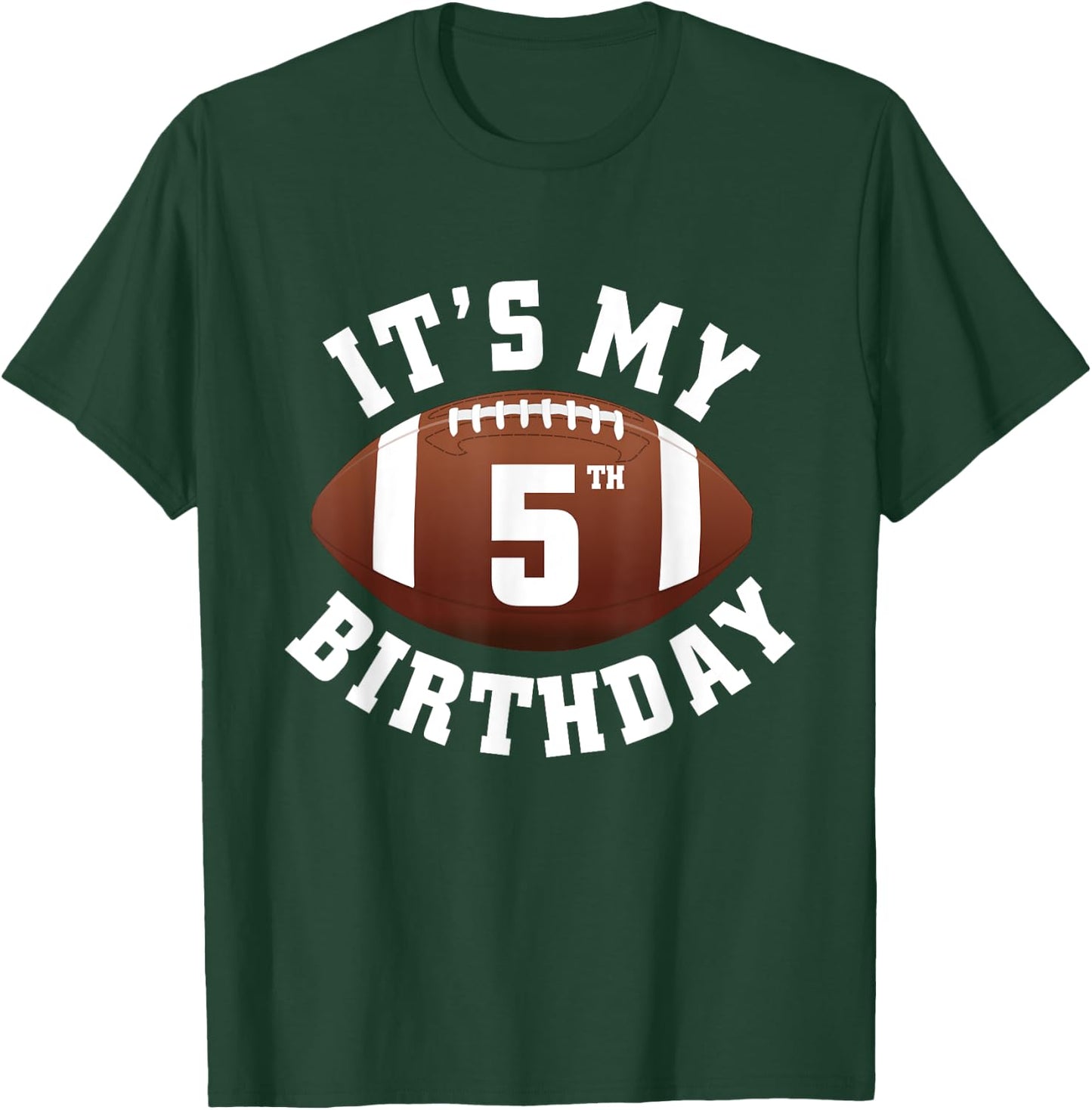 It's My 5th Birthday Boy 5 Year Old Football Player Kids T-Shirt - T-Shirt | Forest