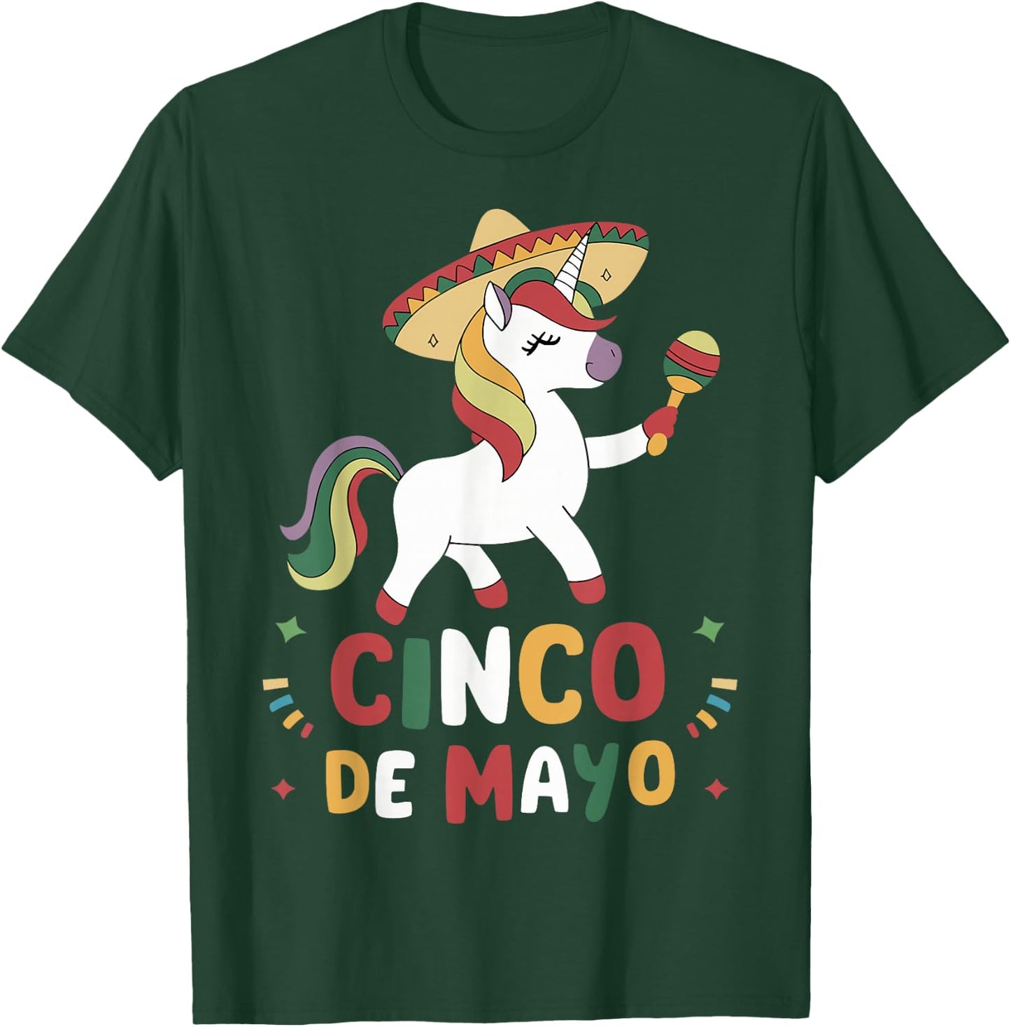 Unicorn Let's Fiesta Cinco de Mayo Girls T-Shirt - T-Shirt | Forest