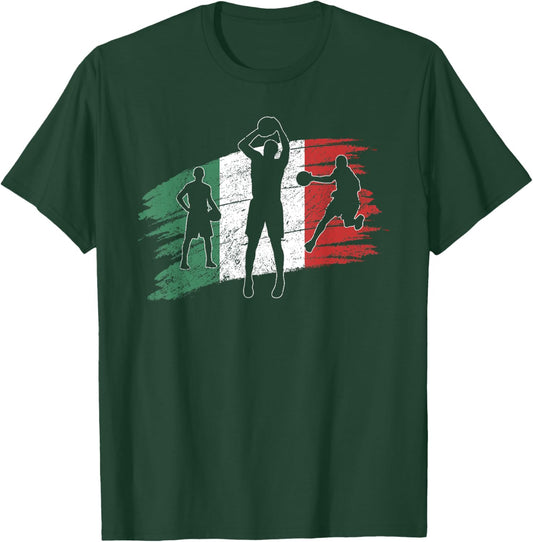 Vintage Italian Flag Italy Basketball T-Shirt - T-Shirt | Forest