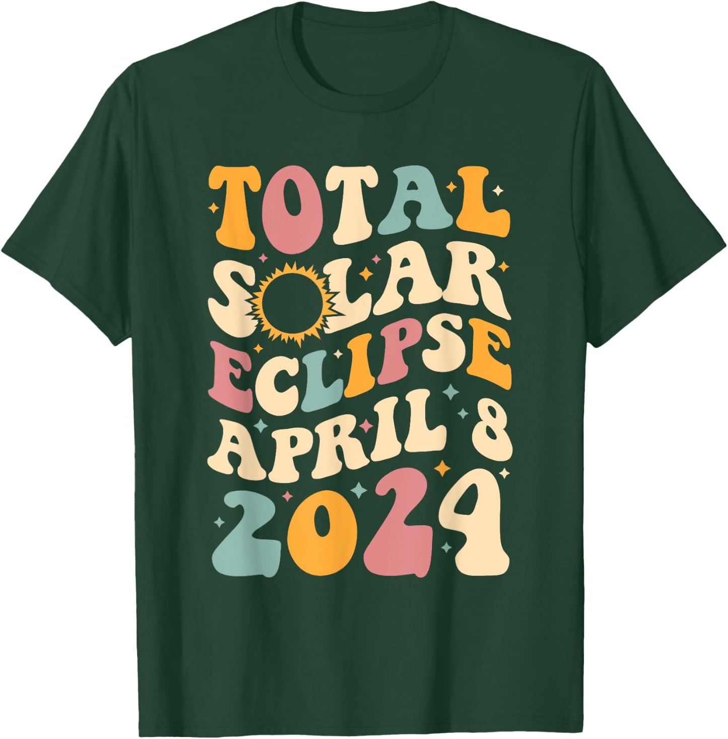 America Totality 04 08 24 Total Solar Eclipse 2024 Groovy T-Shirt - T-Shirt | Forest