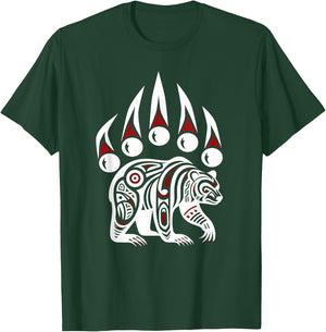 Native American Alaska Grizzly Bear Claw indian Pride T-Shirt - T-Shirt | Forest