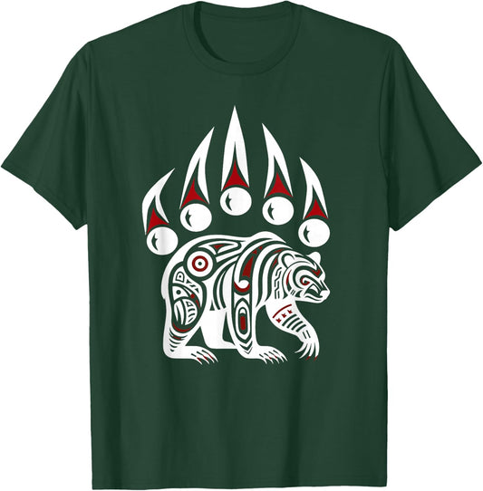 Native American Alaska Grizzly Bear Claw indian Pride T-Shirt - T-Shirt | Forest