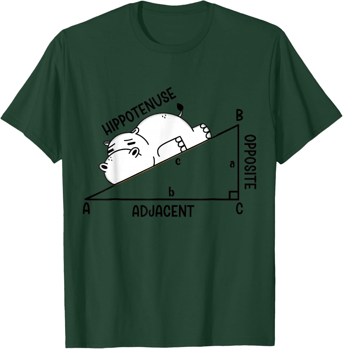 Nerdy Funny Hippotenuse Hypotenuse Hippopotamus Math Teacher T-Shirt - T-Shirt | Forest