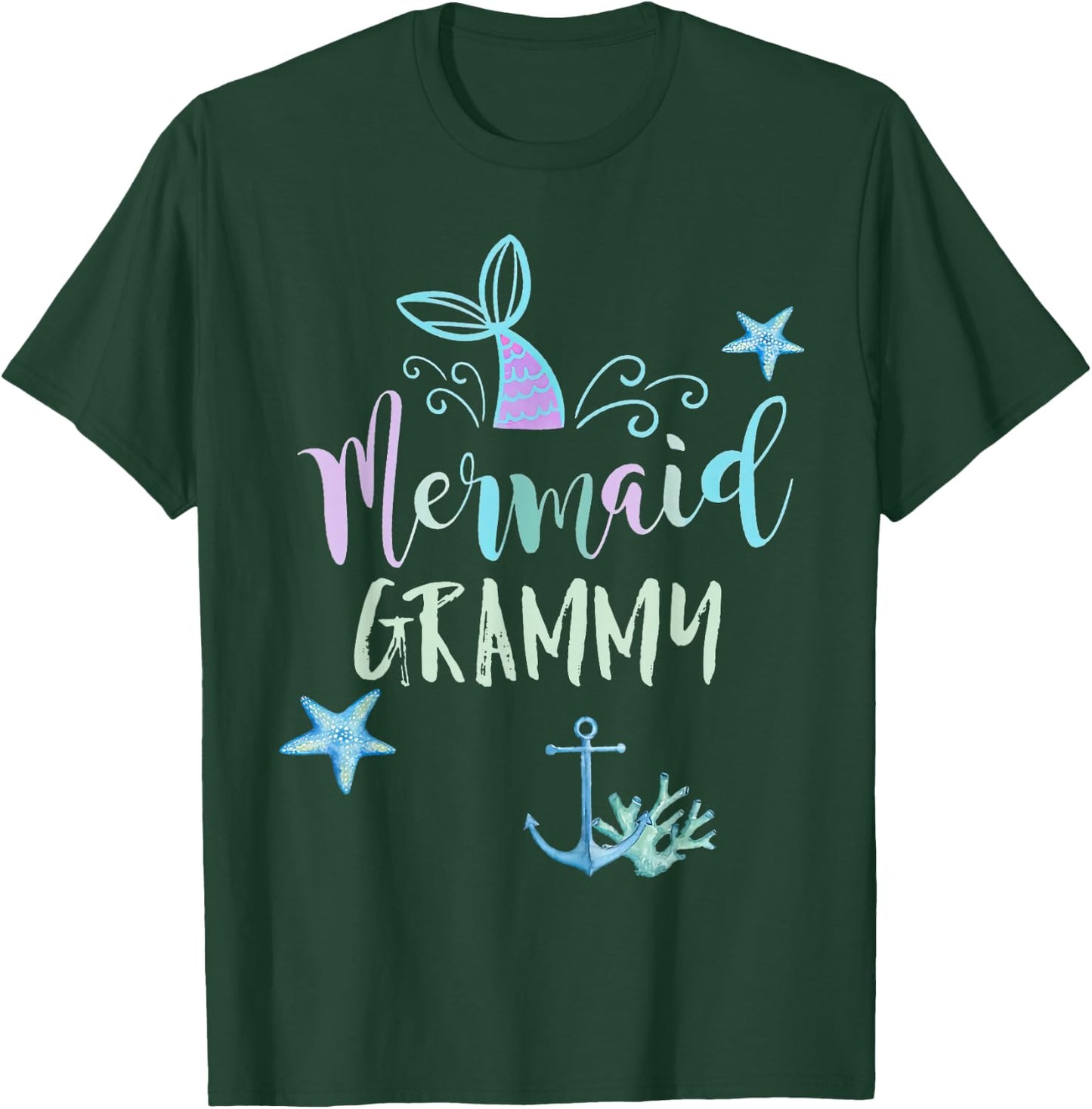 Mermaid Grammy Birthday Mermaid Family Matching Party Squad T-Shirt - T-Shirt | Forest
