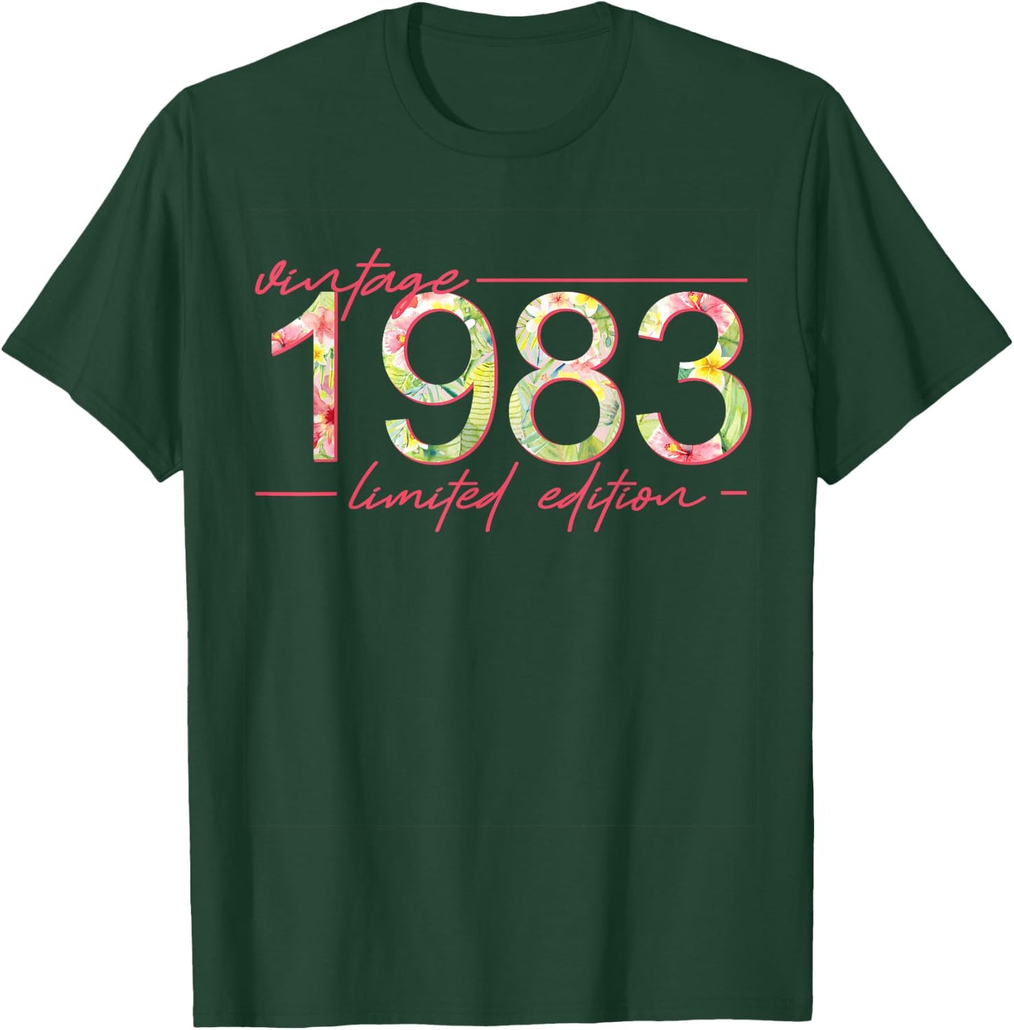 Vintage 1983 Limited Edition Tropische Blumen Damen Geburtstag T-Shirt - T-Shirt | Forest