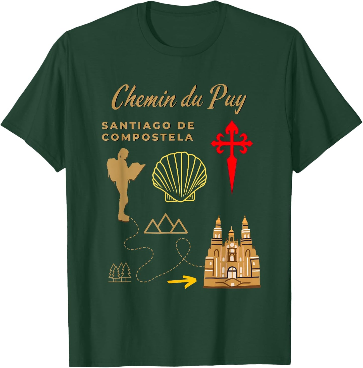 Camino Chemin du Puy Santiago de Compostela Women's Pilgrim T-Shirt - T-Shirt | Forest