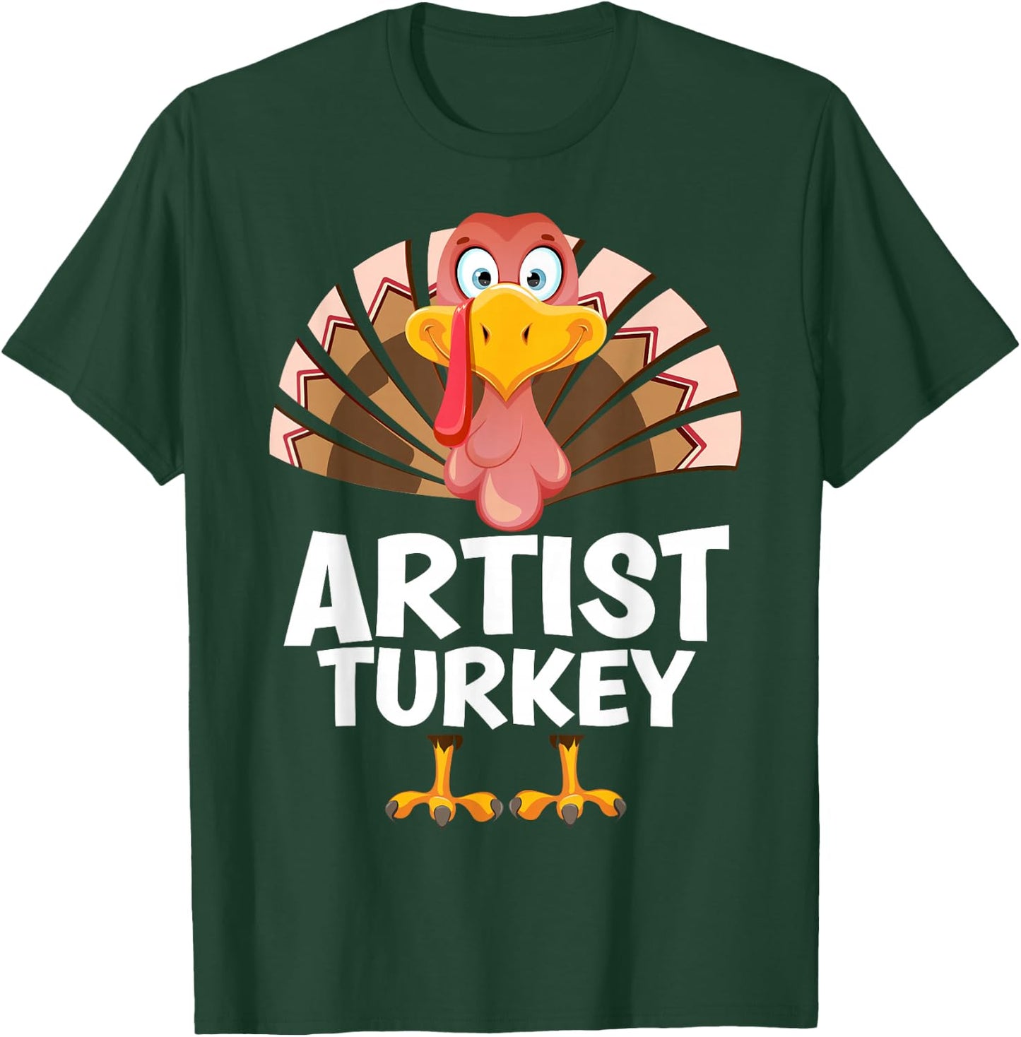 Thanksgiving Artist Turkey Matching Pajama T-Shirt - T-Shirt | Forest