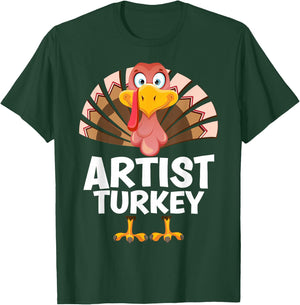 Thanksgiving Artist Turkey Matching Pajama T-Shirt - T-Shirt | Forest