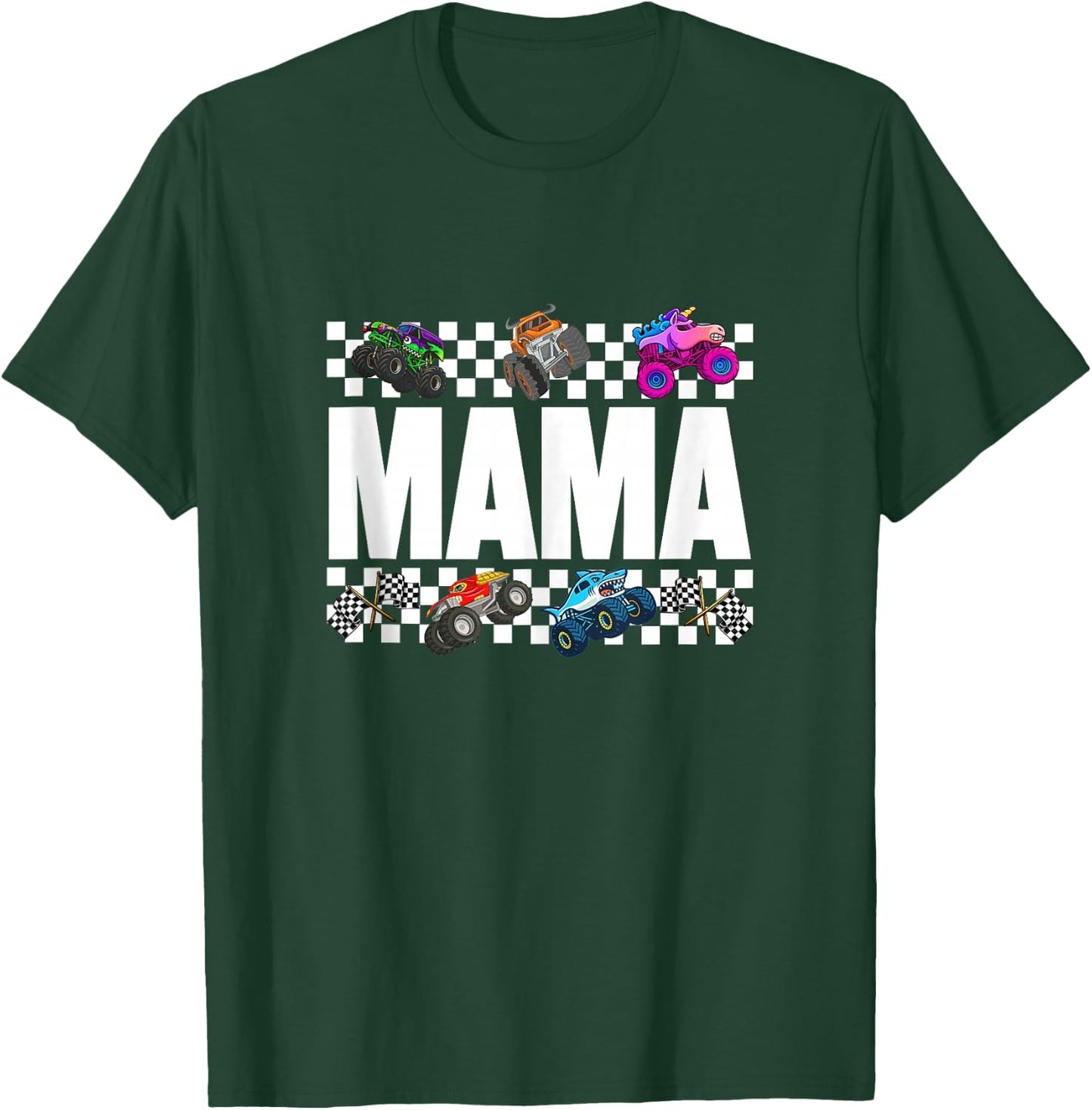 Mama Monster Truck Family Crew Birthday Matching Women Mom T-Shirt - T-Shirt | Forest