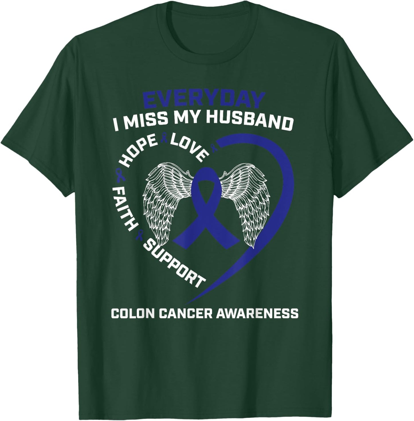 Colorectal Wings In Memory Of Husband Colon Cancer Awareness T-Shirt - T-Shirt | Forest