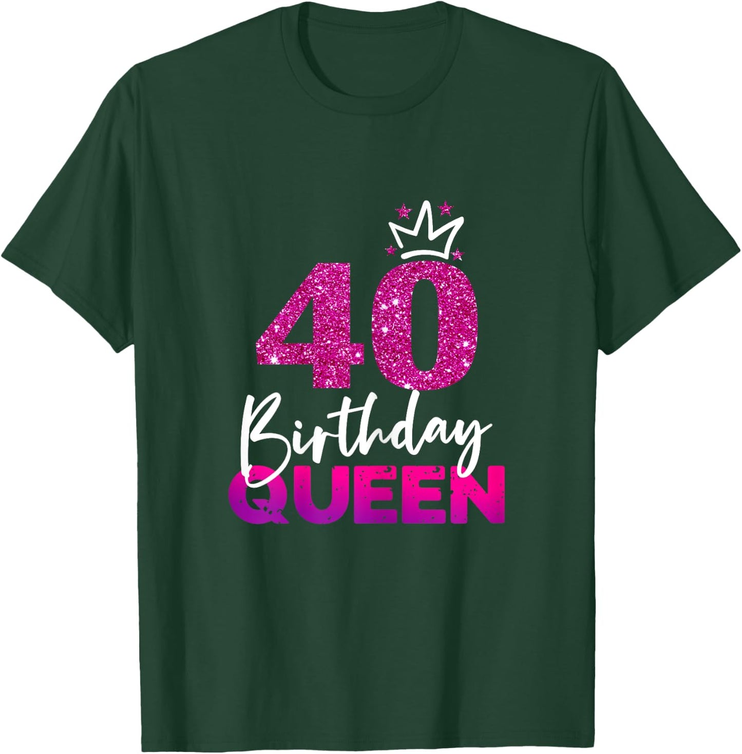 Ladies 40th Birthday Queen Gift 40th Birthday , black T-Shirt - T-Shirt | Forest