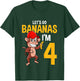 Kids Lets Go Bananas 4th Birthday Monkey 4 Year Old Boy Girl T-Shirt - T-Shirt | Forest