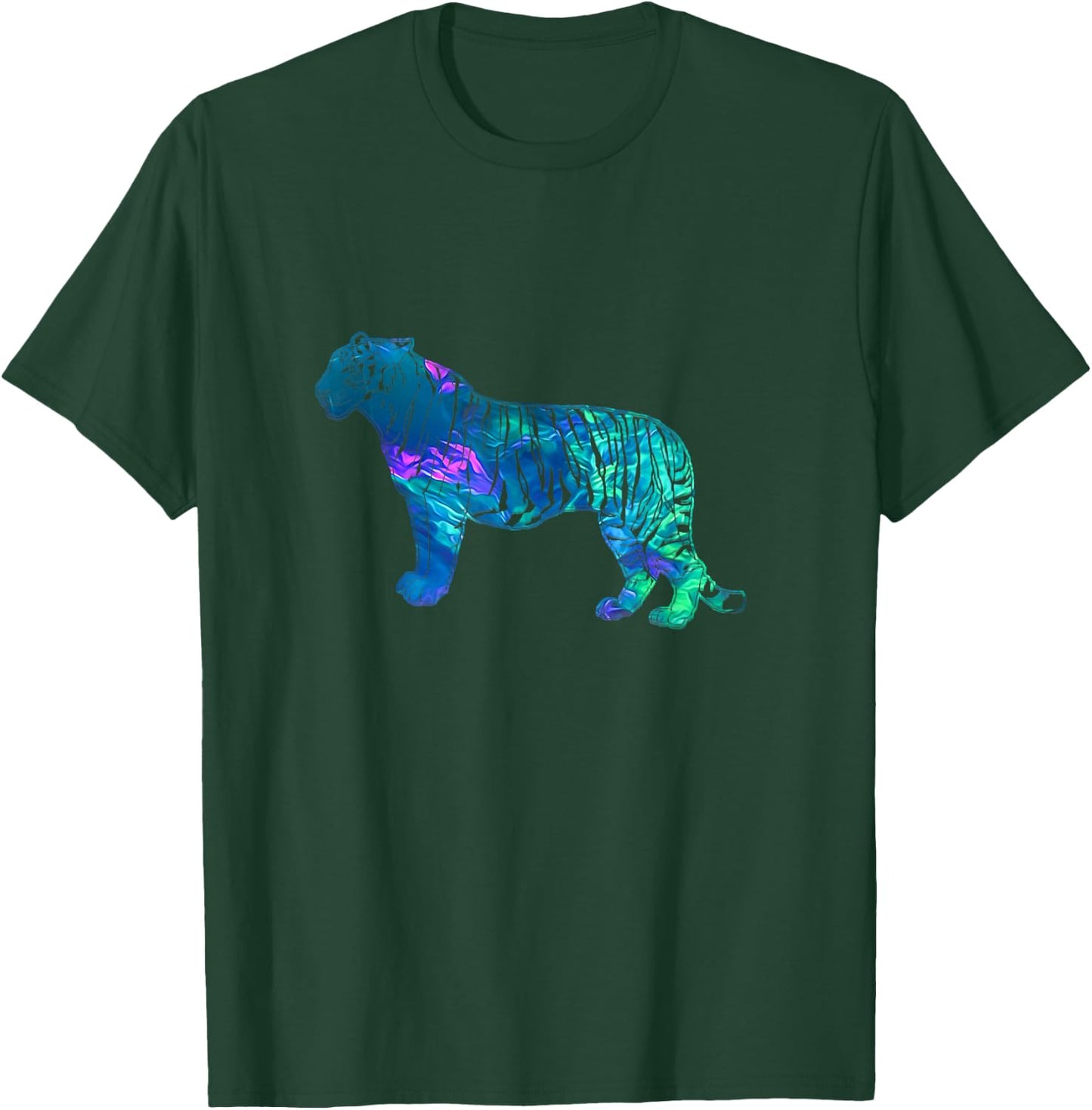 Cyan Blue Violet teal Tiger For Animals Lover T-Shirt - T-Shirt | Forest
