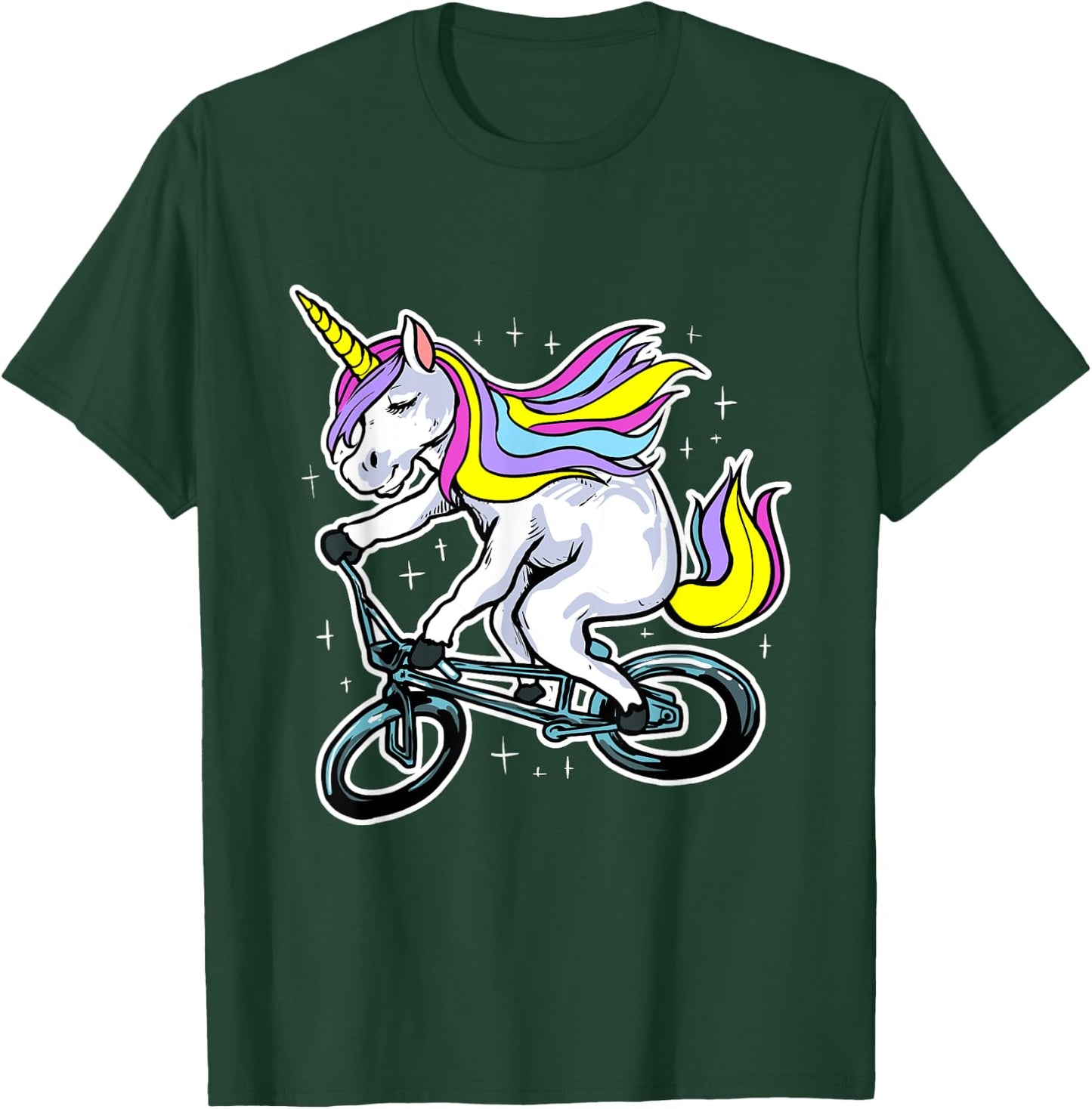 Funny Magic BMX Bike Bicycle Rider Unicorn Costume T-Shirt - T-Shirt | Forest