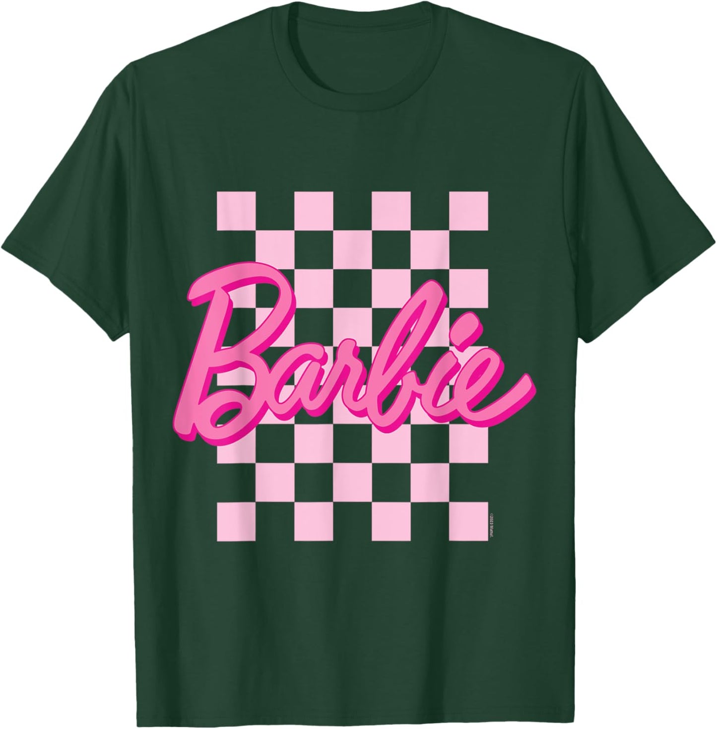 Barbie - Barbie Logo Plaid Background , black T-Shirt - T-Shirt | Forest