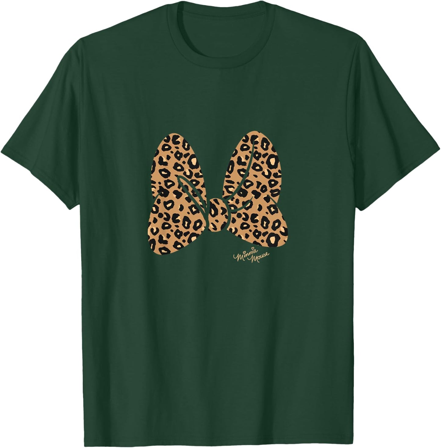 Kids Disney Mickey and Friends Leopard Print Hair Bow Logo T-Shirt - T-Shirt | Forest