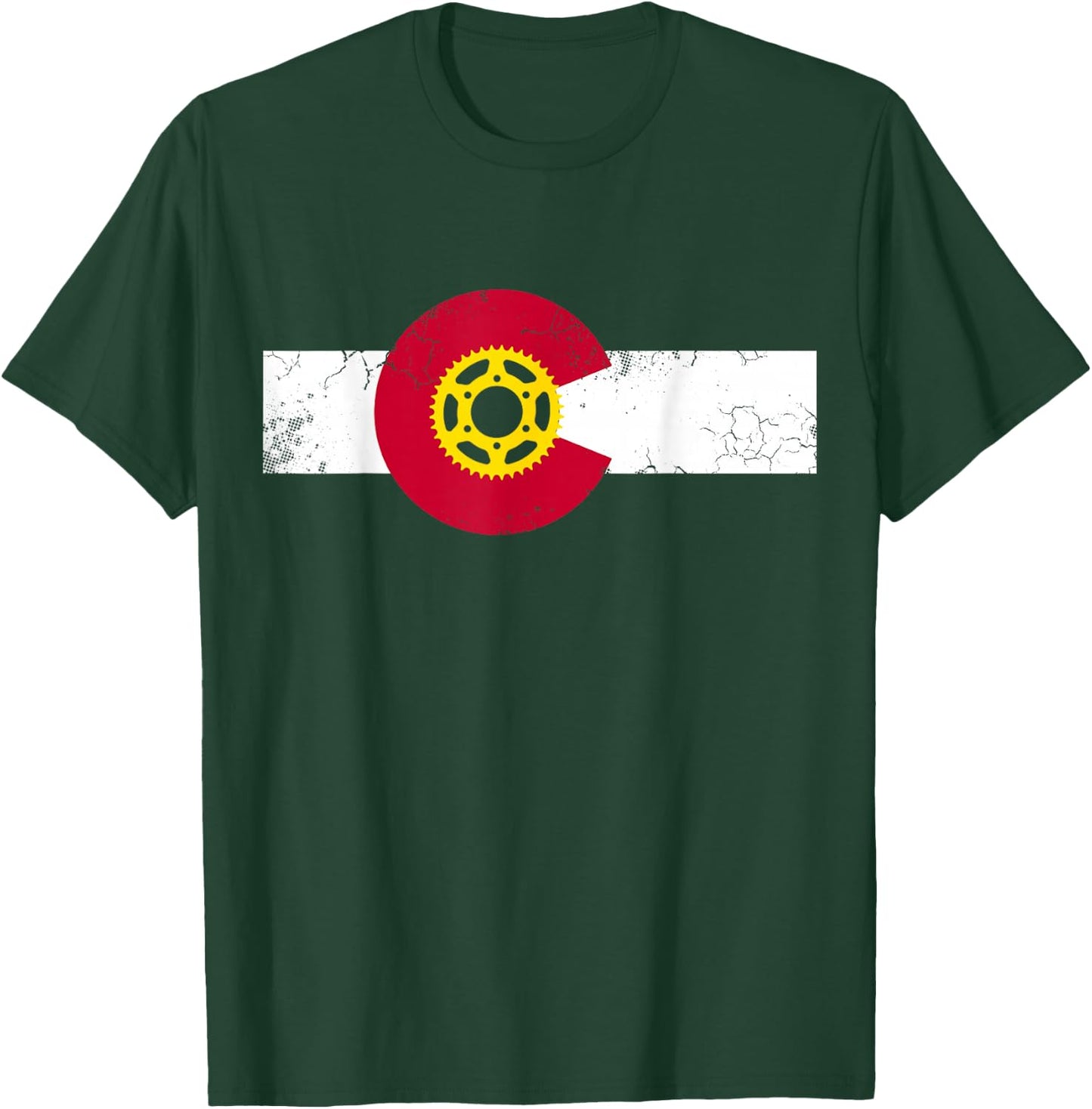 Colorado Flag Mountain Bike Cycling Riding Biking Cyclist T-Shirt - T-Shirt | Forest