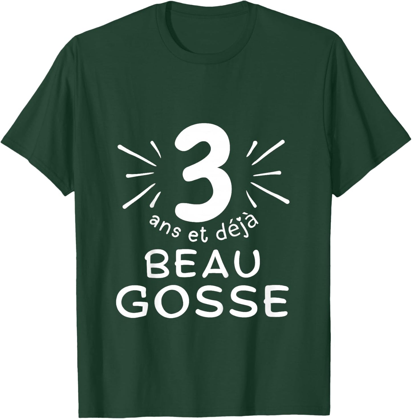 Child 3 years old and already handsome kid. phrase humor for gift boy , Black, 2 T-Shirt - T-Shirt | Forest