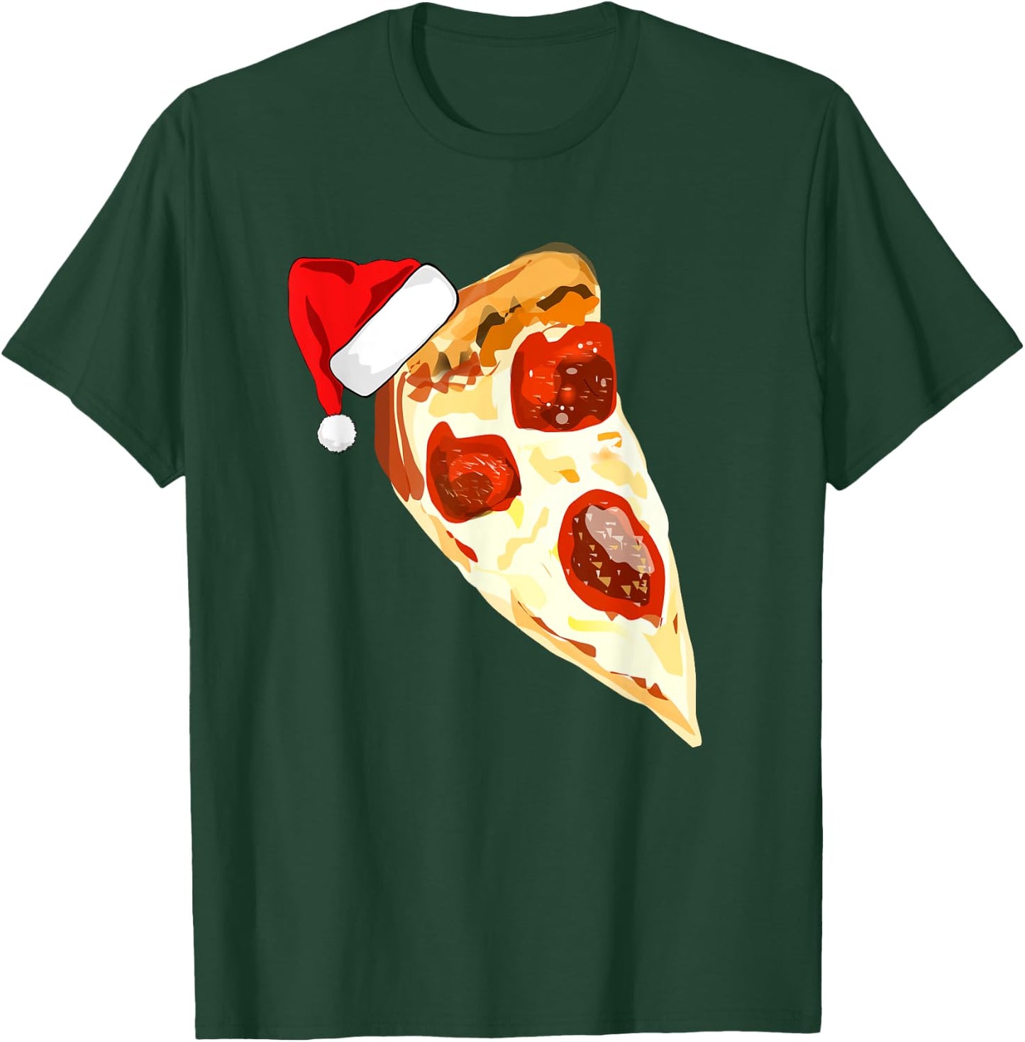 Funny Pizza Lover Santa Hat Christmas Pajama Pepperoni T-Shirt - T-Shirt | Forest