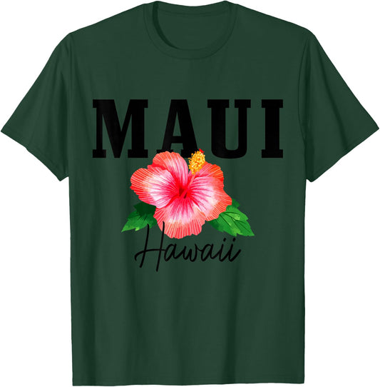 Maui Hawaii Floral Hibiscus Surf Surfer Vintage Hawaii T-Shirt - T-Shirt | Forest