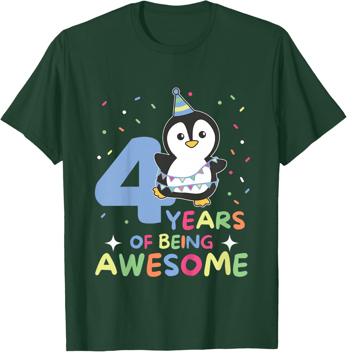 4th Birthday Penguin For Children Four Years Old T-Shirt - T-Shirt | Forest