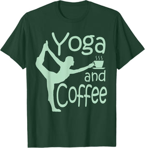 Yoga with Sayings Yoga and Coffee T-Shirt - T-Shirt | Forest