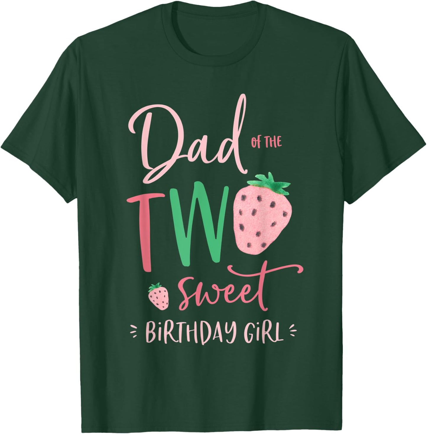 Herren Papa der Zwei Süße Geburtstagskind Strawberry 2nd Party Papa T-Shirt - T-Shirt | Forest