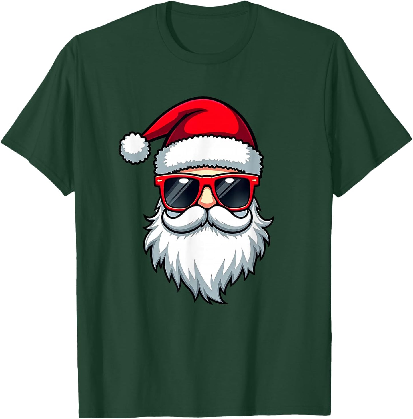 Cool Santa in Sunglasses Christmas Modern Holiday Art , Black, S T-Shirt - T-Shirt | Forest